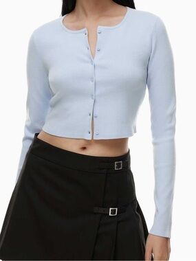 ARITZIA Sunday Best Lilac Crewneck Cropped Cardigan M